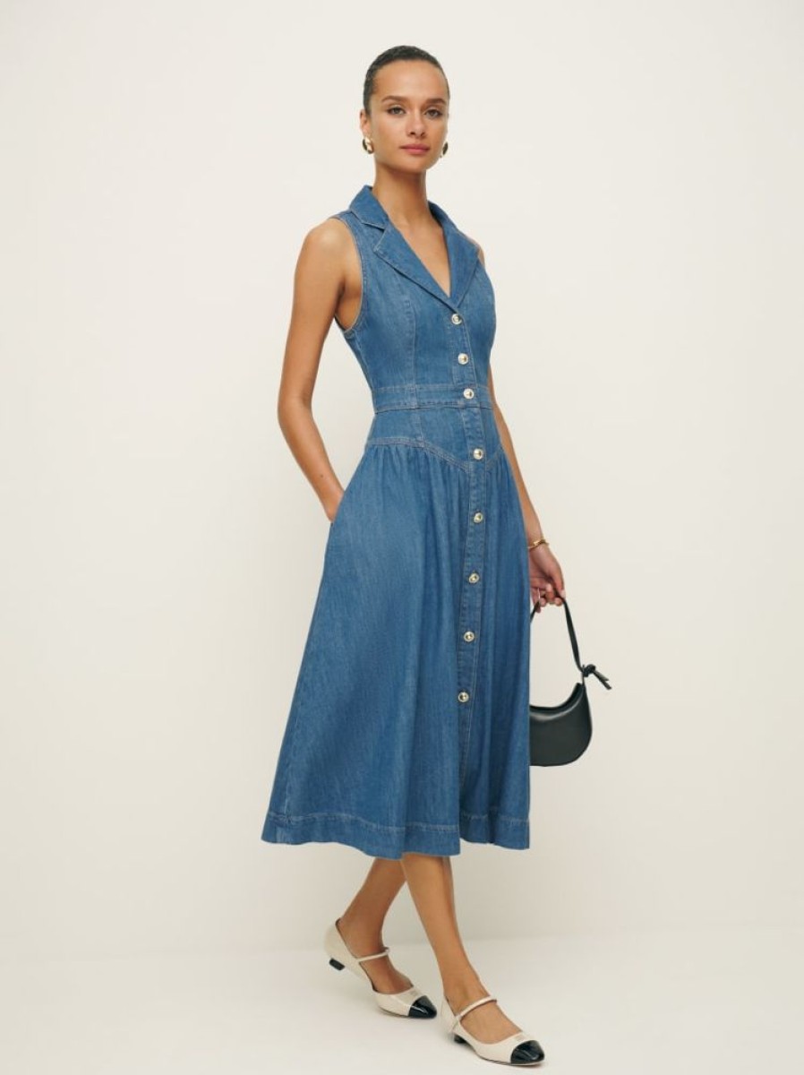 Reformation Ellison Denim Midi Dress Wholesale