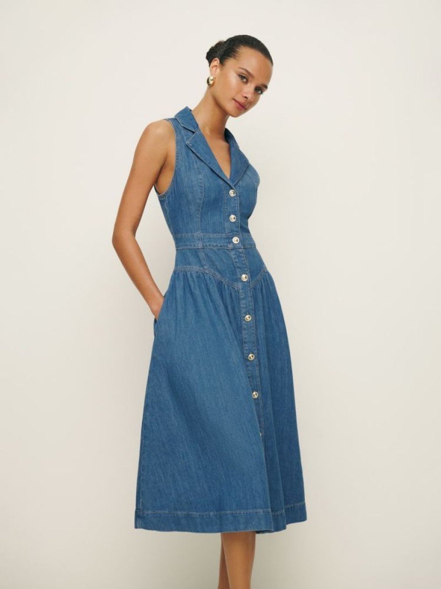 Reformation Ellison Denim Midi Dress Wholesale