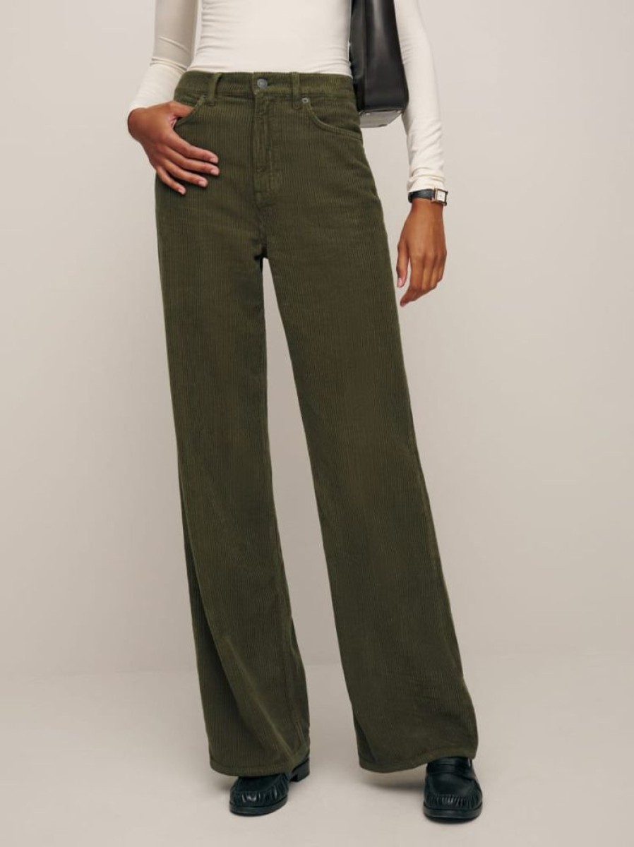 Reformation Cary High Rise Slouchy Wide Leg Corduroy Pants Hot