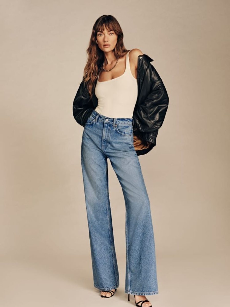 Reformation Cary High Rise Slouchy Wide Leg Jeans New